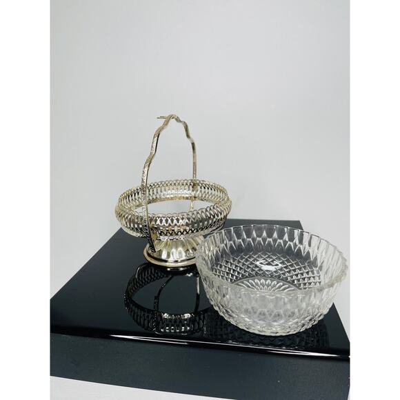 Sugar Bowl Queen Anne Mayell Silver Plated Glass Clear Original Home - Picture 4 of 8